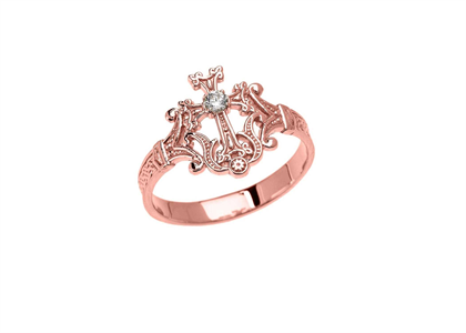 CZ Studded Solitaire Cross Ring